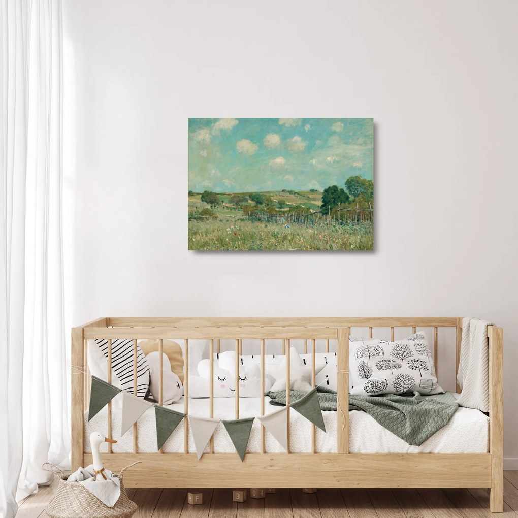 Üveg kép - Alfred Sisley,  Meadow, reprodukciók (70x50 cm)