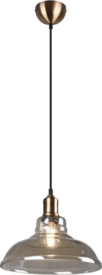 Sárgaréz színű fém függőlámpa üveg búrával ø 28 cm Aldo – Reality