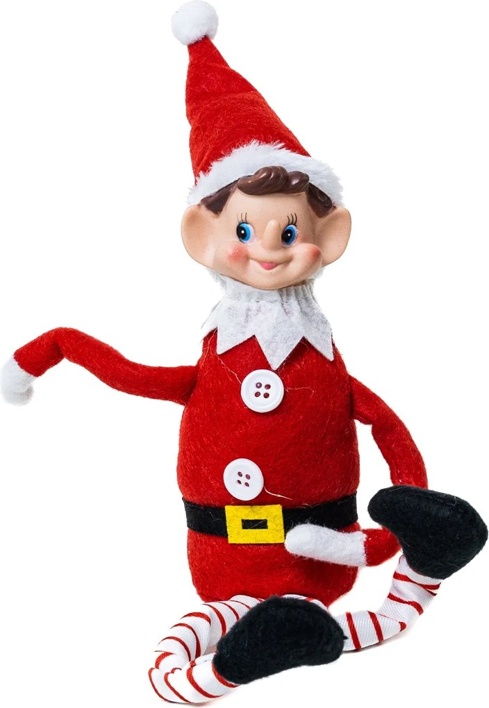 Elf manó textil figura hajlítható végtagokkal 35 cm Fehér gallér