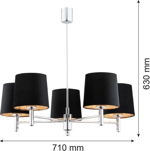 ARGON 2104 BOLZANO Modern Csillár Króm, Fekete E27 IP20