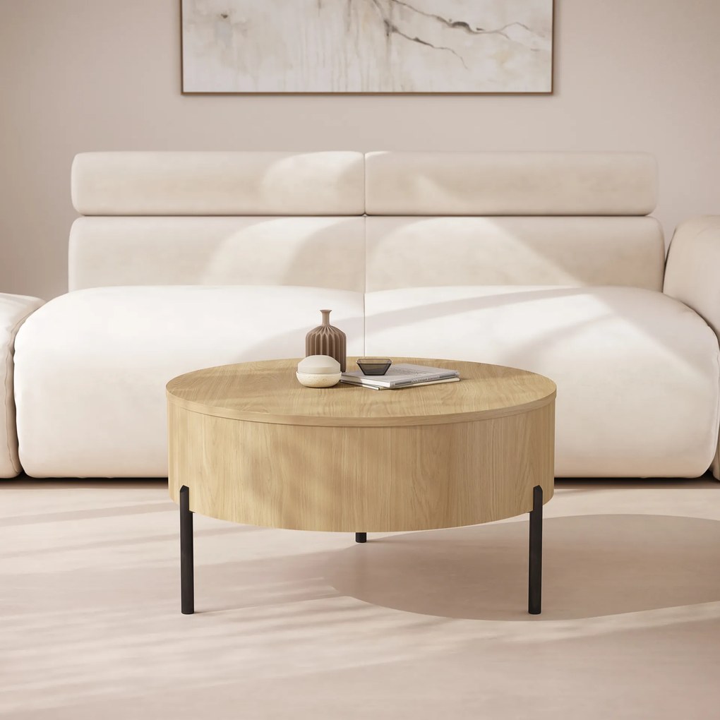 Mazzoni FRIDA Oasis Tölgy – MODERN DOHÁNYZÓASZTAL FELHAJTHATÓ LAPPAL ÉS TÁROLÓVAL