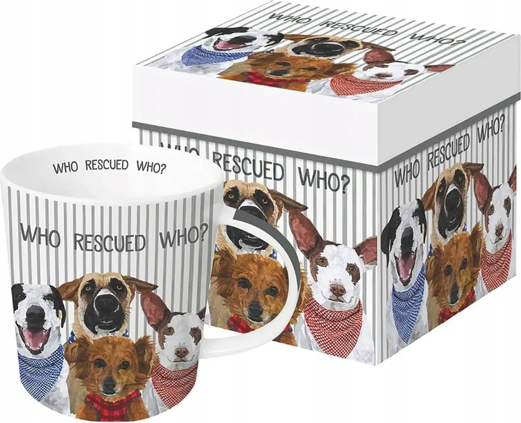 Nagy Porcelán Bögre Ppd Who rescued who? Kutya Ferenc Kutyák 0,4 l