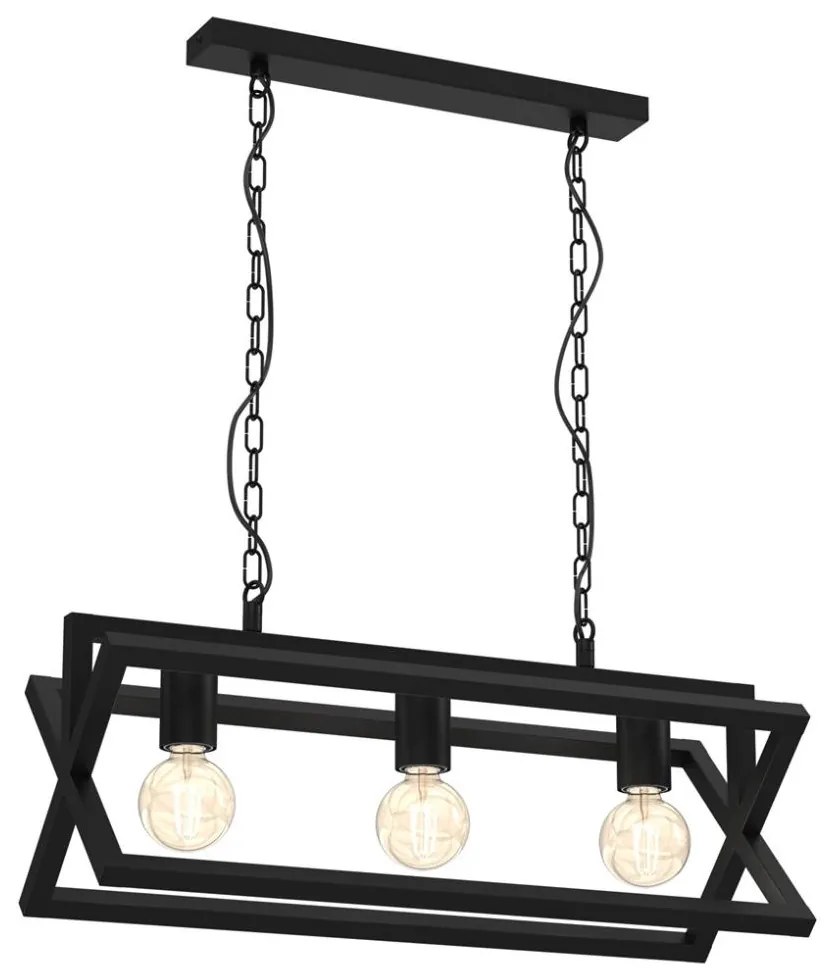 Csillár láncon ARNOLD 3xE27/60W/230V fekete