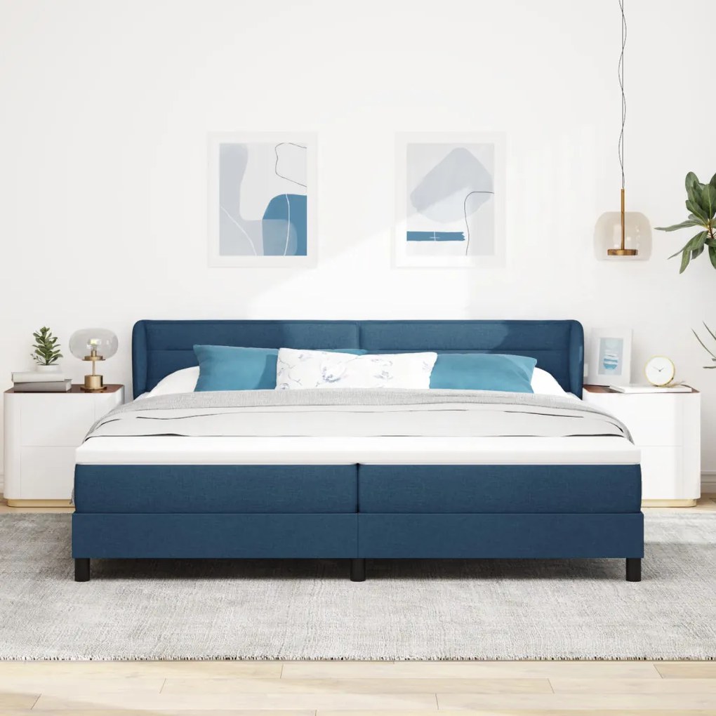 Boxspring Ágy Matraccal Kék 200x200 cm