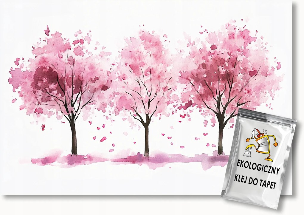 Fotótapéta Flizelina Akvarell Grafika Természet Rózsaszín Fa 150x105 ragasztó