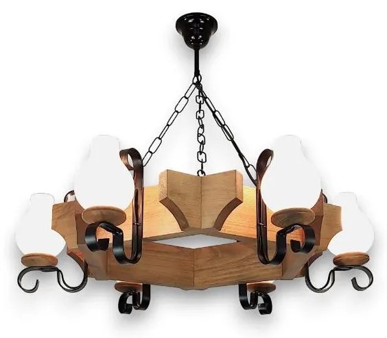 Brilagi - Csillár láncon QUEEN 6xE14/40W/230V bükkfa