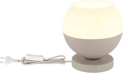Globo 15999T Asztali lámpa, homokszínű matt fém, krómozott fém, fehér üveg, bézs textil kábel, billenőkapcsoló a kábelen, ø: 200mm, M: 210mm, kábelhossz 1800mm, 1x E27 60W 230V izzó nélkül