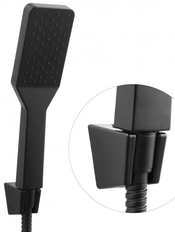 Erga Bahia, fali zuhanycsap kézi pontkészlettel, fekete matt, ERG-YKA-BW.BAHIA-BLK
