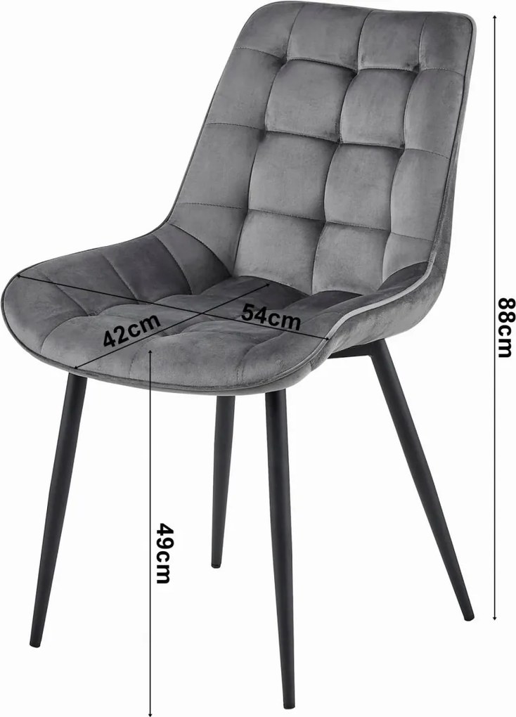 BERA világosszürke bársony szék fekete lábakkal