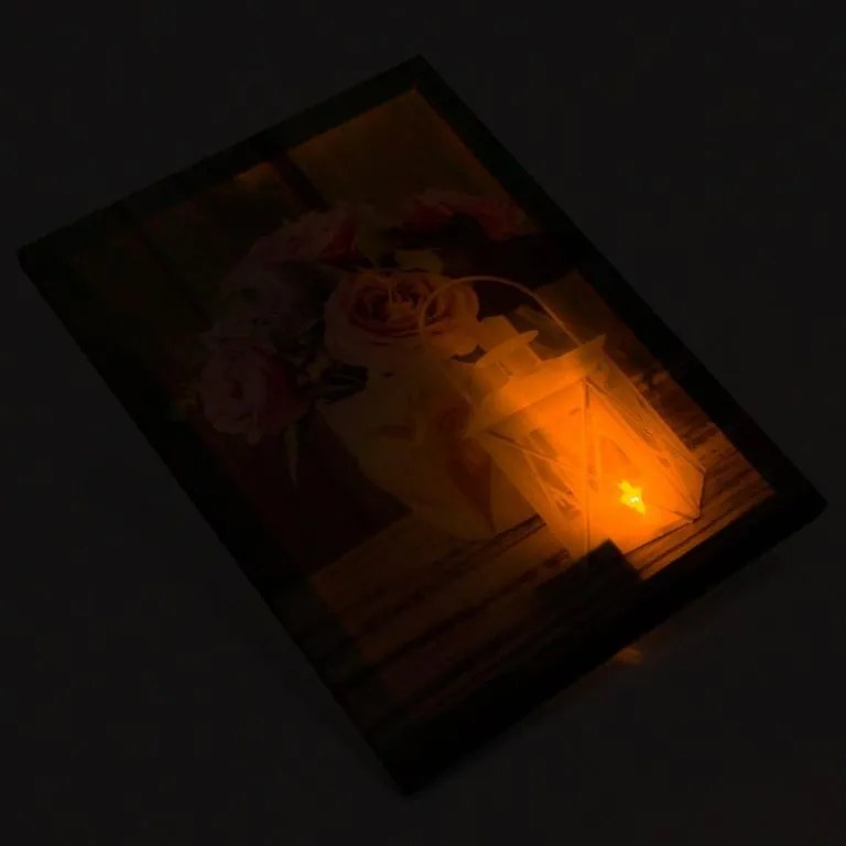 Falikép NEXOS Roses and lantern 30 x 40 cm - 1x LED