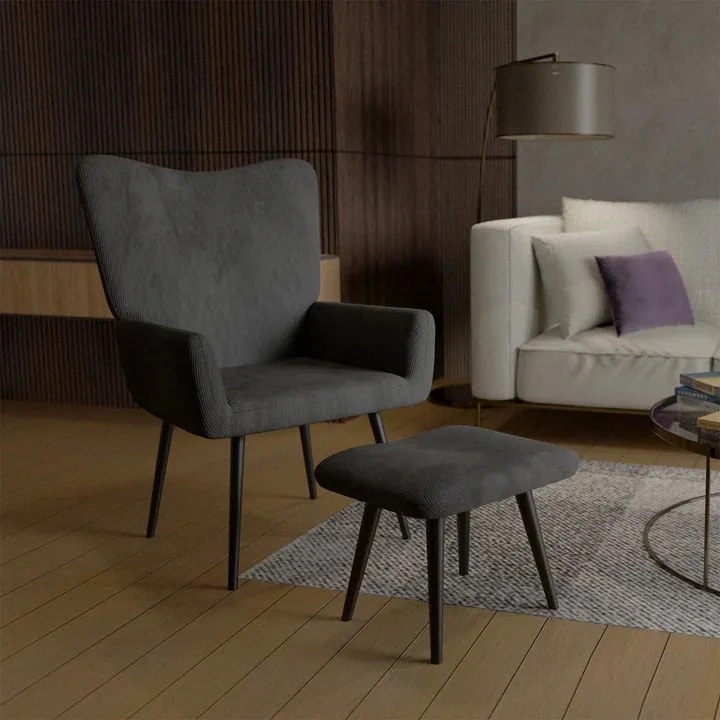 Juskys Odense fotel lábtartóval – szürke