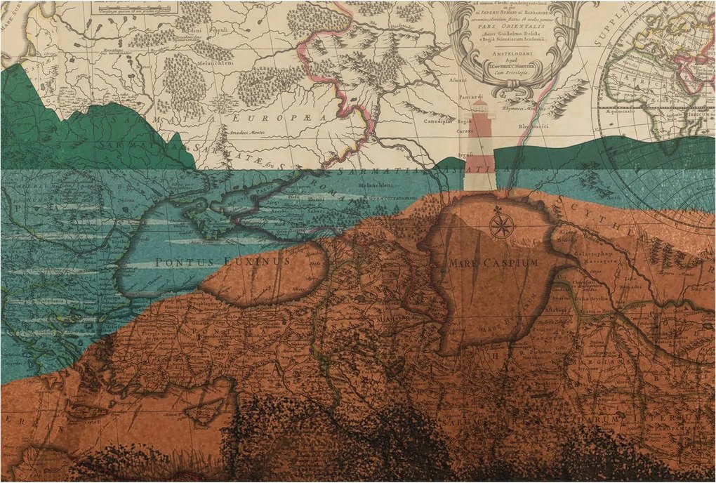 Fotótapéta Flizelin Dekoratív Hálószoba Történelmi térkép 104x70