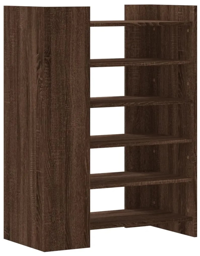 barna tölgyszínű szerelt fa cipősszekrény 74,5 x 37,5 x 100 cm