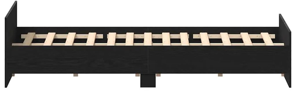 fekete tölgy színű szerelt fa ágykeret matrac nélkül 150x200 cm