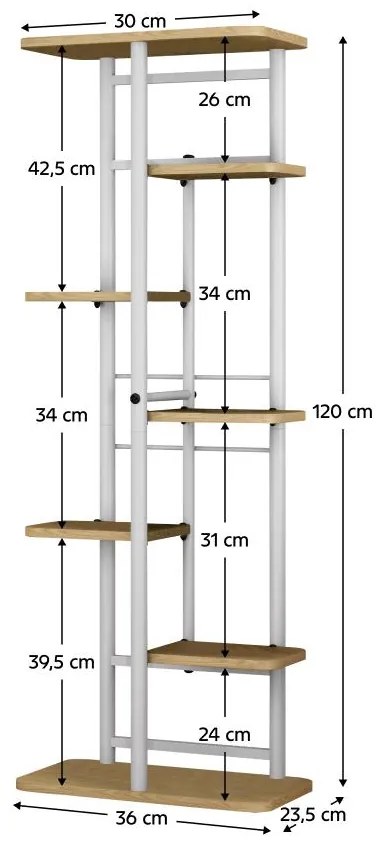 Virágtartó állvány Laban 3 (sonoma tölgy + fehér) . 1116386