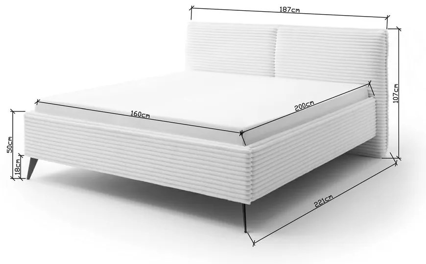 Bézs kárpitozott franciaágy ágyrács nélkül 160x200 cm Matera – Meise Möbel