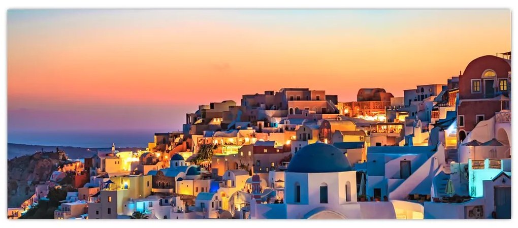 Kép - Santorini alkonyatkor (120x50 cm)