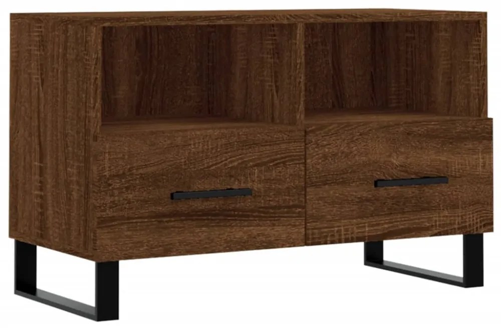 barna tölgyszínű szerelt fa TV-szekrény 80 x 36 x 50 cm
