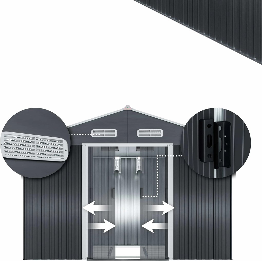 Deuba Kerti ház - 312x257x178 cm - antracit színben