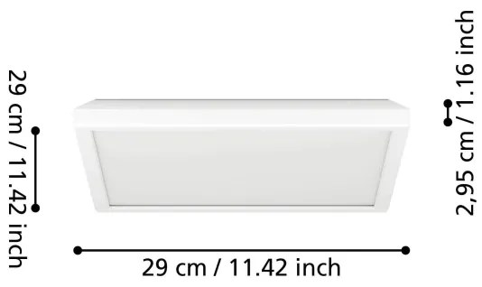Eglo 901449 - LED fürdőszobai mennyezeti lámpa ROVITO 13,4W/230V 29x29cm IP44 fe
