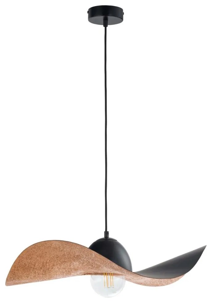 Csillár zsinóron KAPELLO 1xE27/60W/230V átm. 55 cm fekete/réz