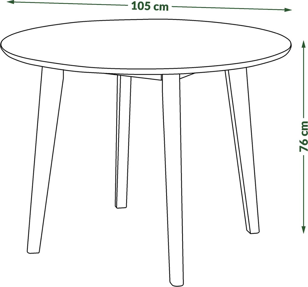 MAZZONI EXPORT ROXY Természetes Dió - RETRO KEREK FA ASZTAL KONYHÁBA/ÉTKEZŐBE