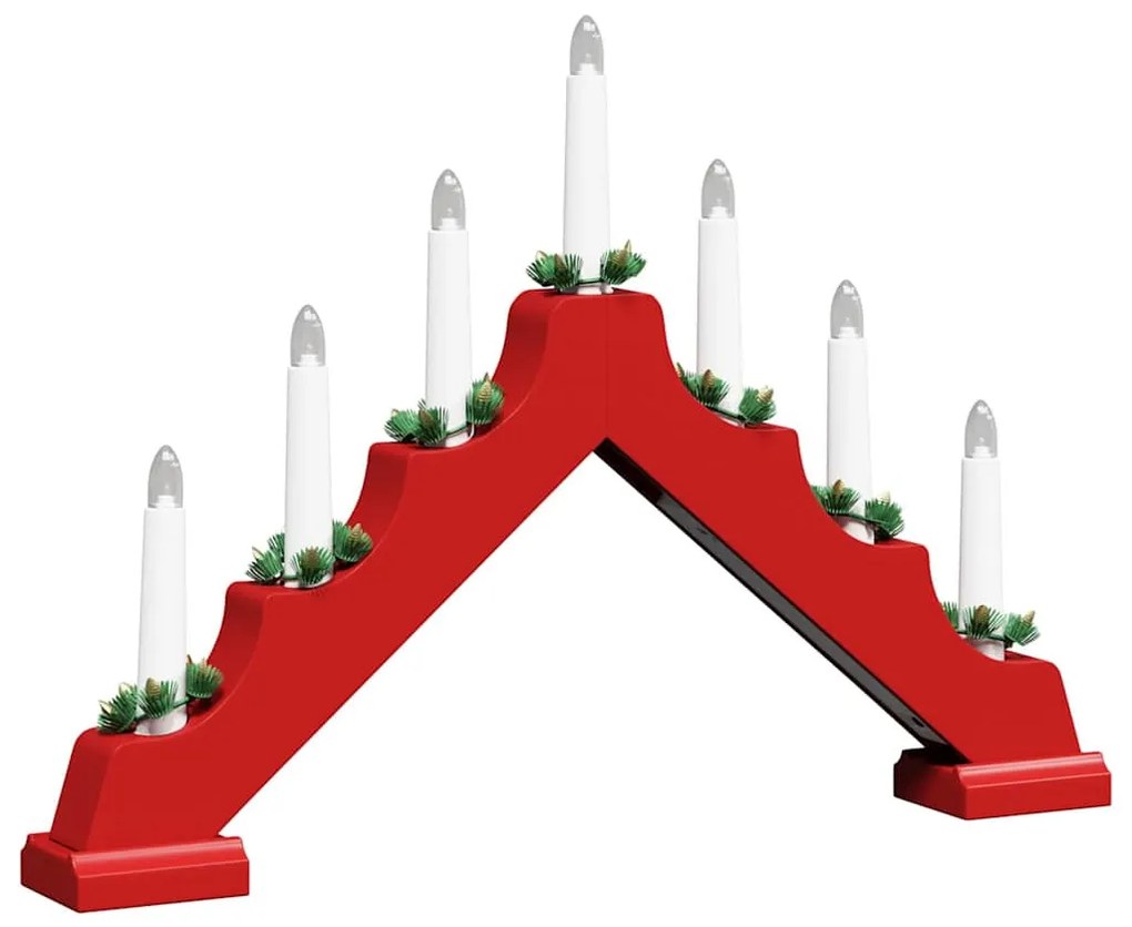 Karácsonyi gyertya híd Piros 39.5 x 5 x 29 cm Tömör fenyőfa