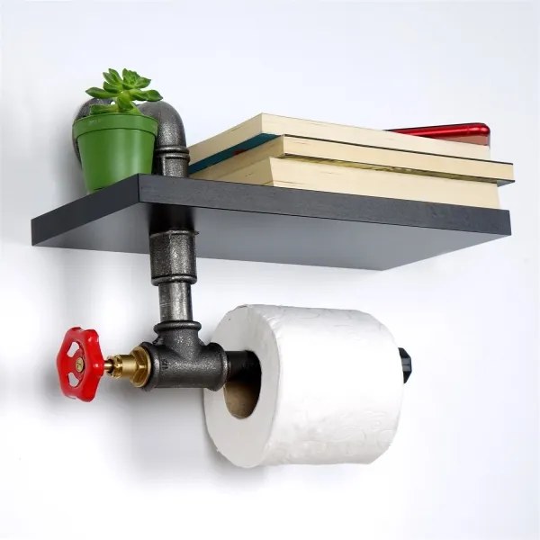 Vécépapír tartó polccal BORU fekete