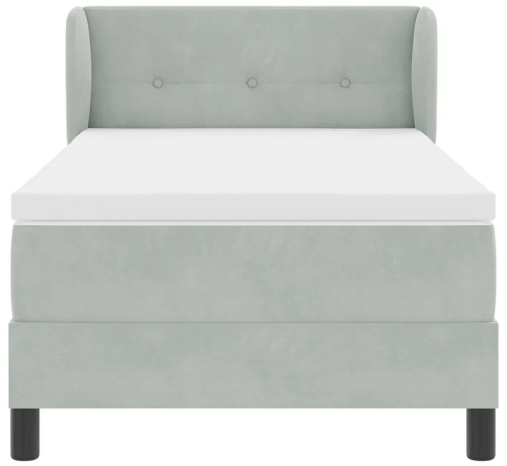 Boxspring Ágy Matraccal Világosszürke 90x200 cm - Bársonyos