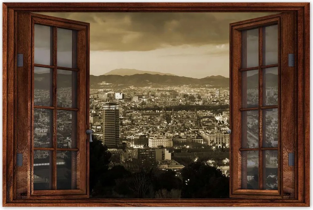 Poszterek 90x60 Éjszakai felvétel Barcelonából