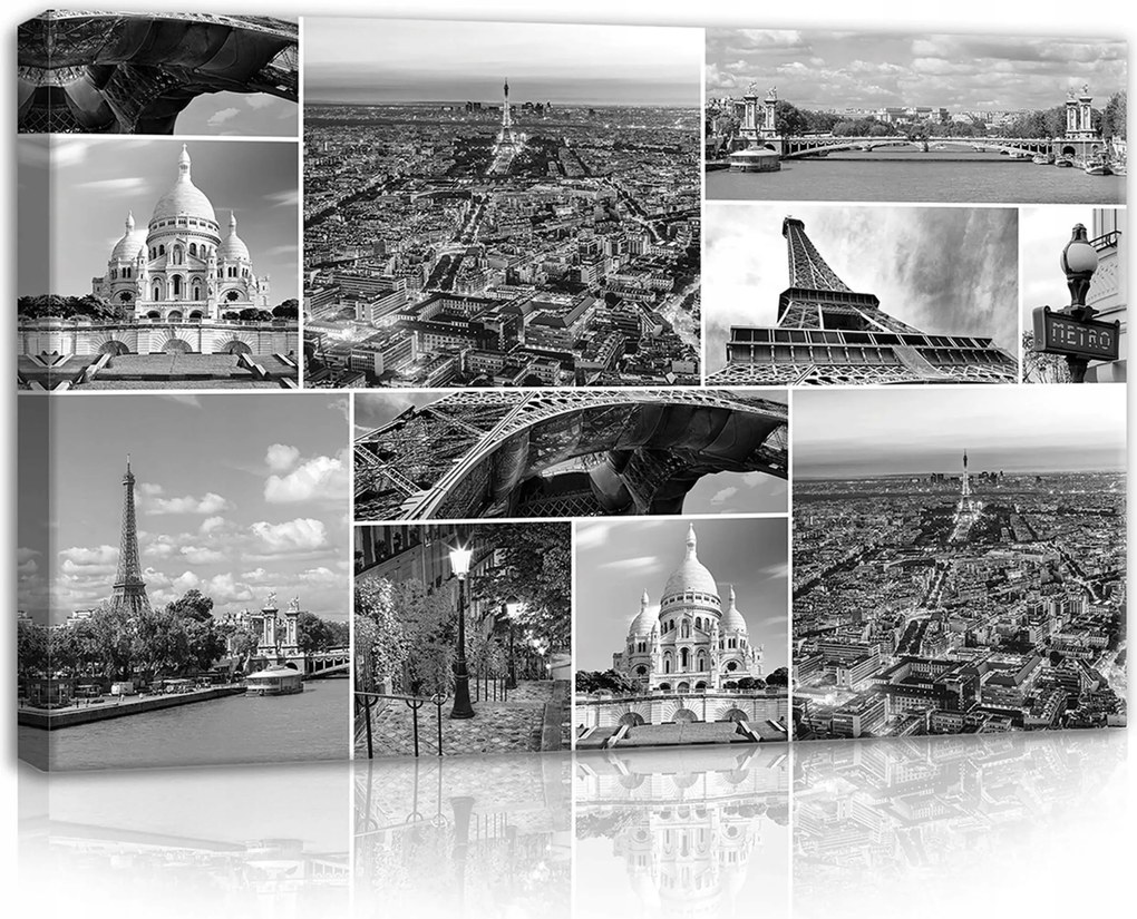 Vászonkép 60x40 Párizsi nosztalgia Fekete-fehér utazás egy hangulatos hálószobába