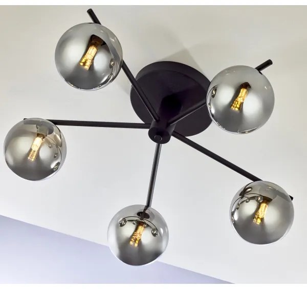 Jupiter 2048 - Felületre szerelhető csillár PRATO 5xG9/14W/230V fekete/füstszürke