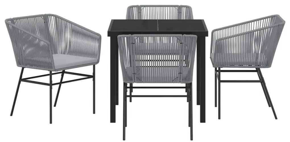 3 darabos szett Szürke PE Rattan 4 személyes UV-álló anyagok