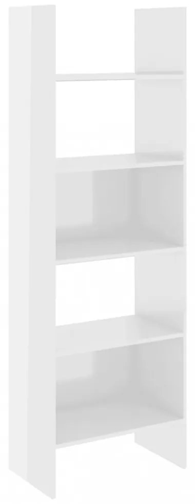 magasfényű fehér szerelt fa könyvszekrény 60 x 35 x 180 cm