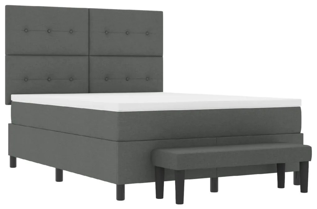vidaXL Box Spring ágy matrac & pad sötétszürke 140x190 cm szövet