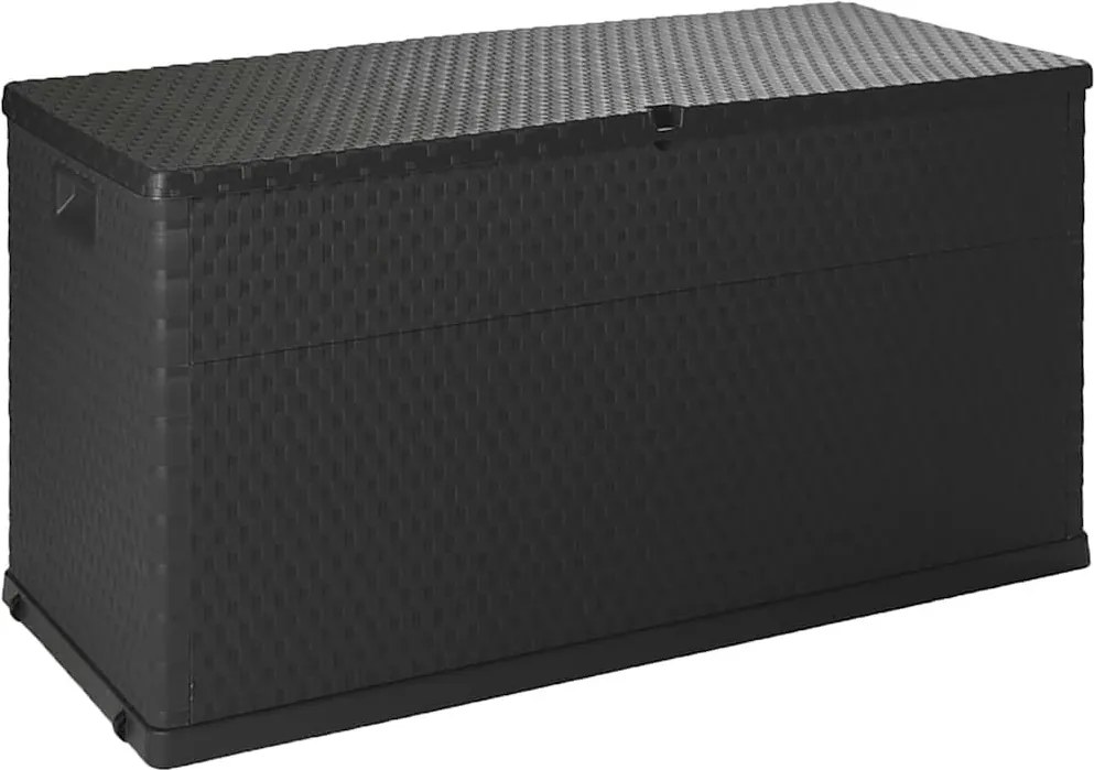 Antracitszürke Pp Rattan Kerti Tárolóláda 120 X 56 X 63 Cm