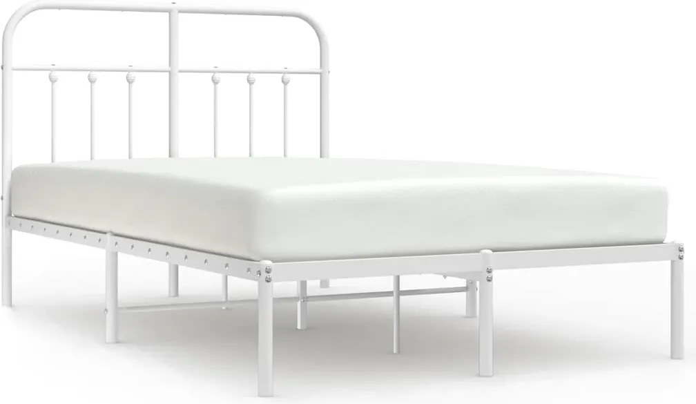 vidaXL fehér fém ágykeret fejtámlával 120x190 cm