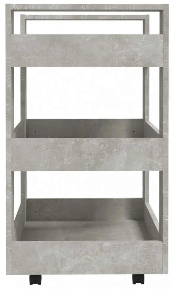 betonszürke szerelt fa zsúrkocsi 60 x 45 x 80 cm