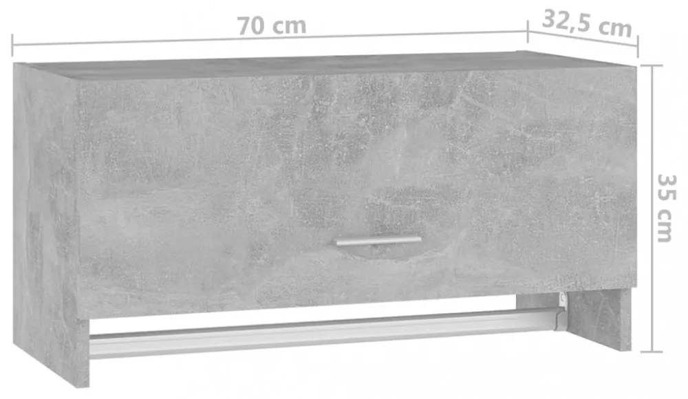 betonszürke szerelt fa ruhásszekrény 70 x 32,5 x 35 cm