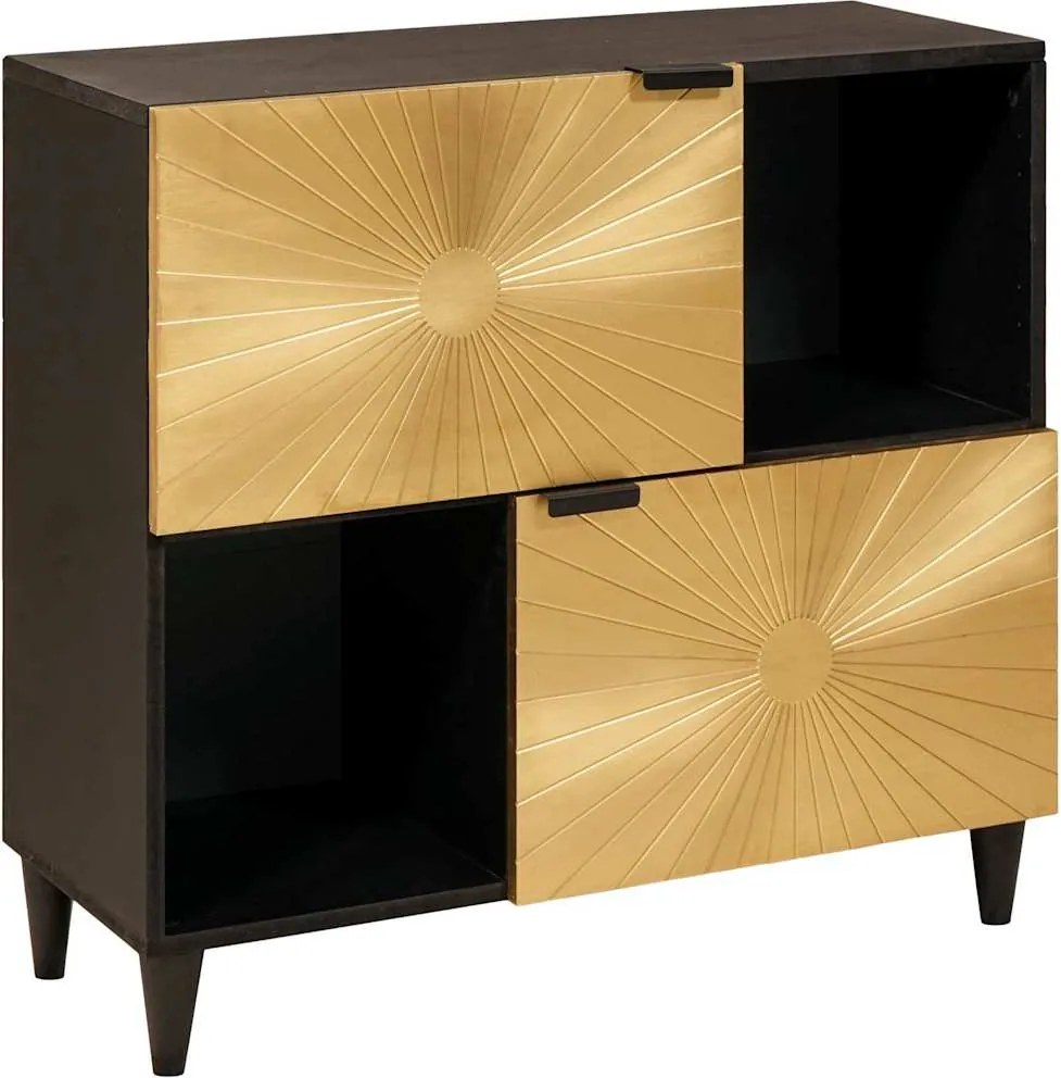 vidaXL Oldalsó szekrény polcokkal Fekete és Arany 80 x 33,5 x 75 cm
