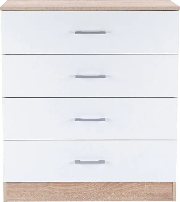 Miami komód 4 fiókos 80x92 cm fehér-sonoma tölgy