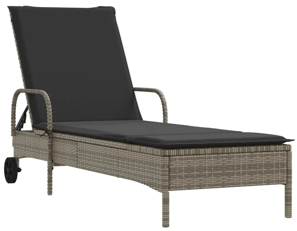 2 db világosszürke polyrattan napozóágy párnával