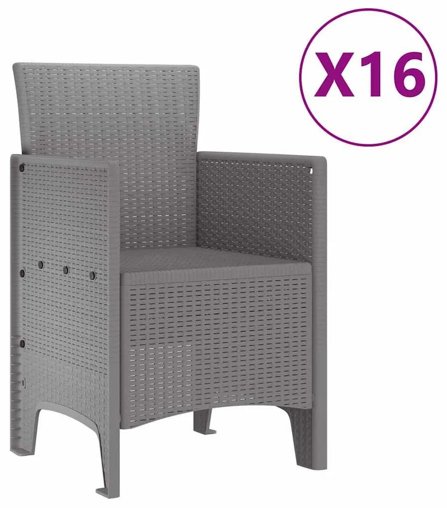 Kert étkező szett 17 pcs Világosszürke Polt rattan