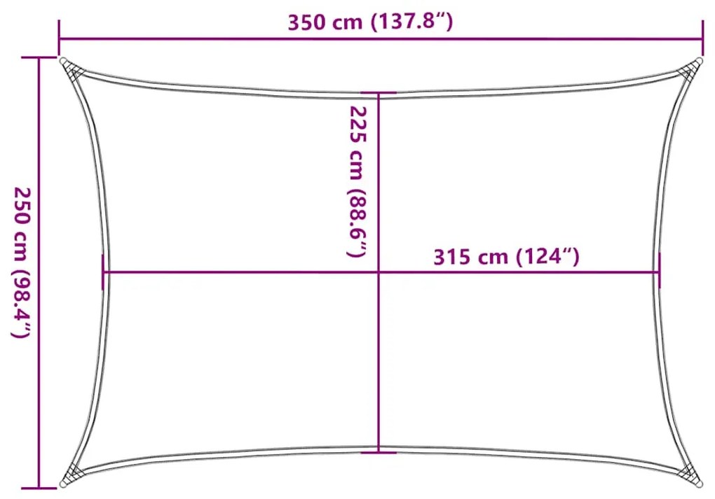 világoszöld HDPE napvitorla 160 g/m² 2,5 x 3,5 m