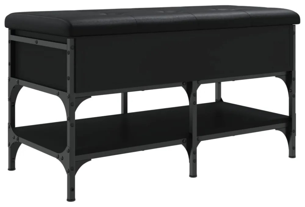 fekete szerelt fa cipőtároló pad 82 x 42 x 45 cm