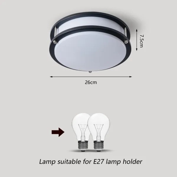 Brilagi - Mennyezeti lámpatest ELARO 2xE27/40W/230V, átmérő 26 cm, fekete