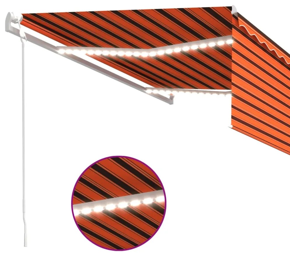 narancs-barna redőnyös, LED-es, szélérzékelős napellenző 4,5x3m