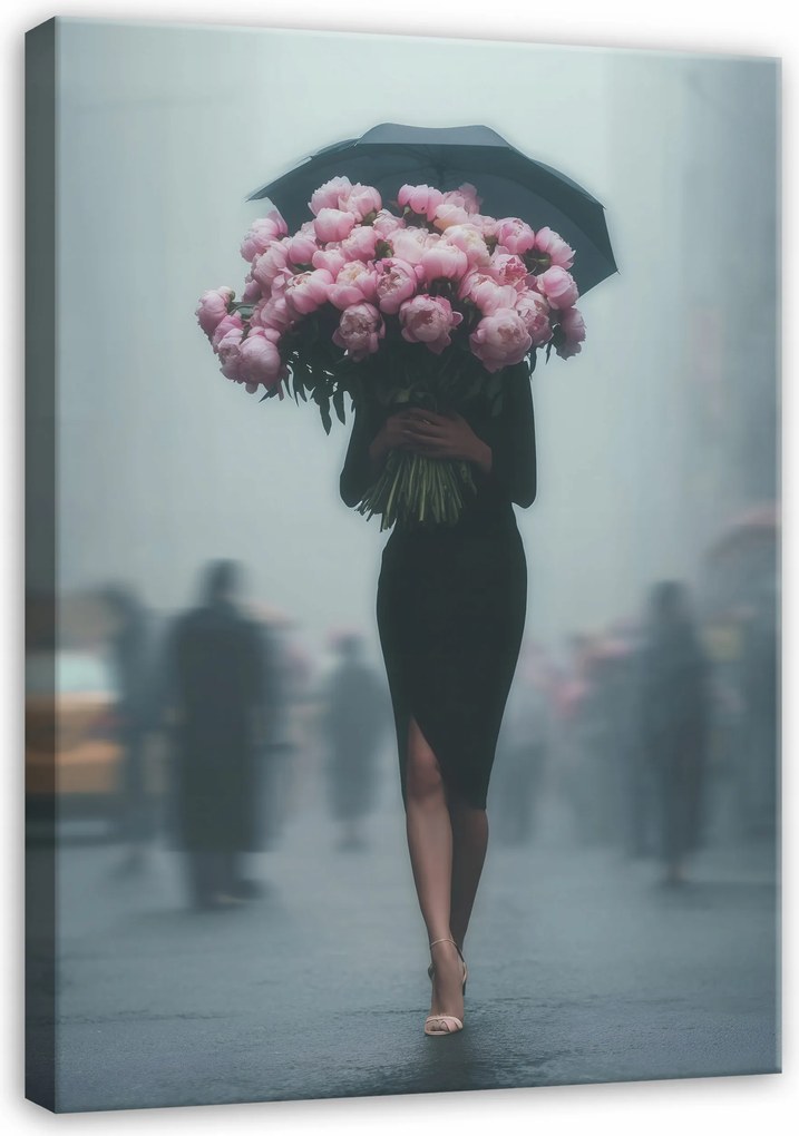 Vászonkép Nő Virágok Absztrakt Hálószoba Nappali Vászon 100x70