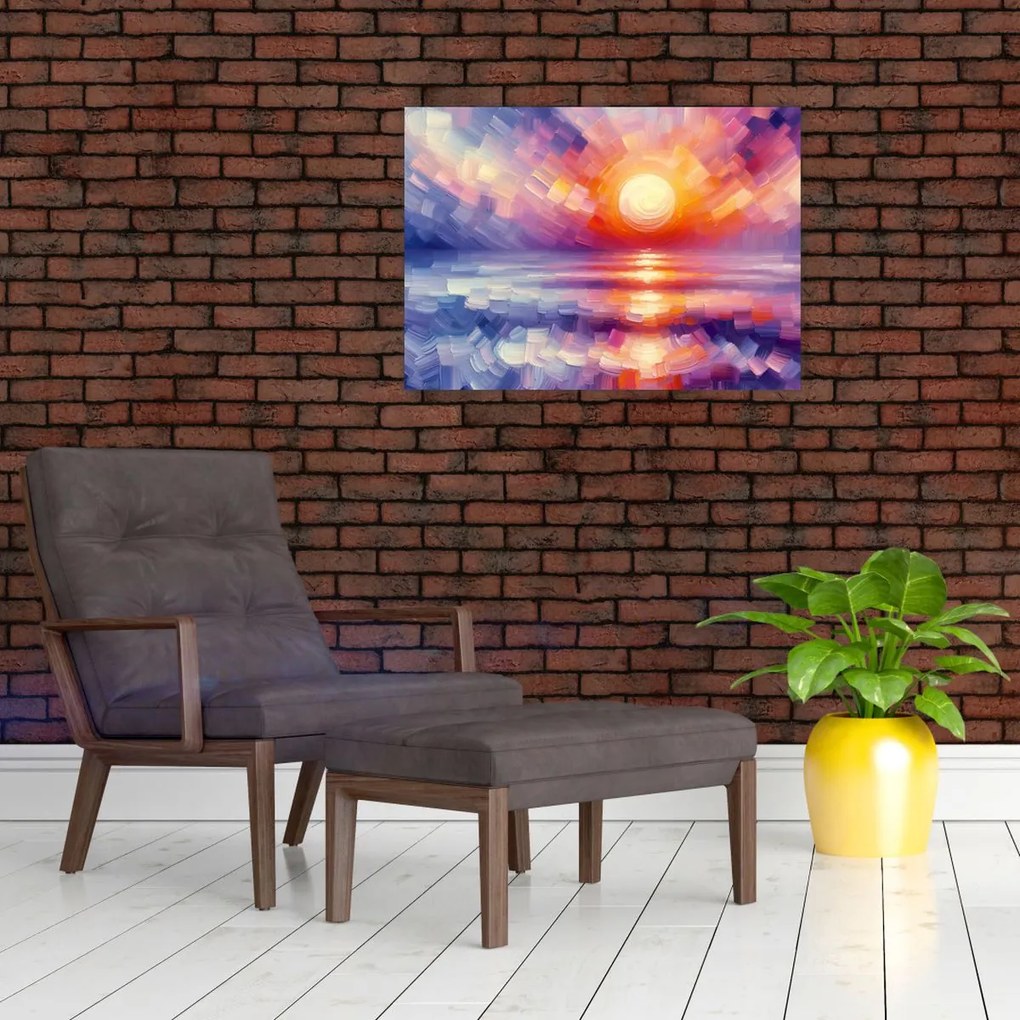 Üveg kép - Színes művészi naplemente (70x50 cm)