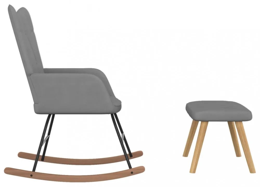 vidaXL sötétszürke szövet hintaszék lábtartóval